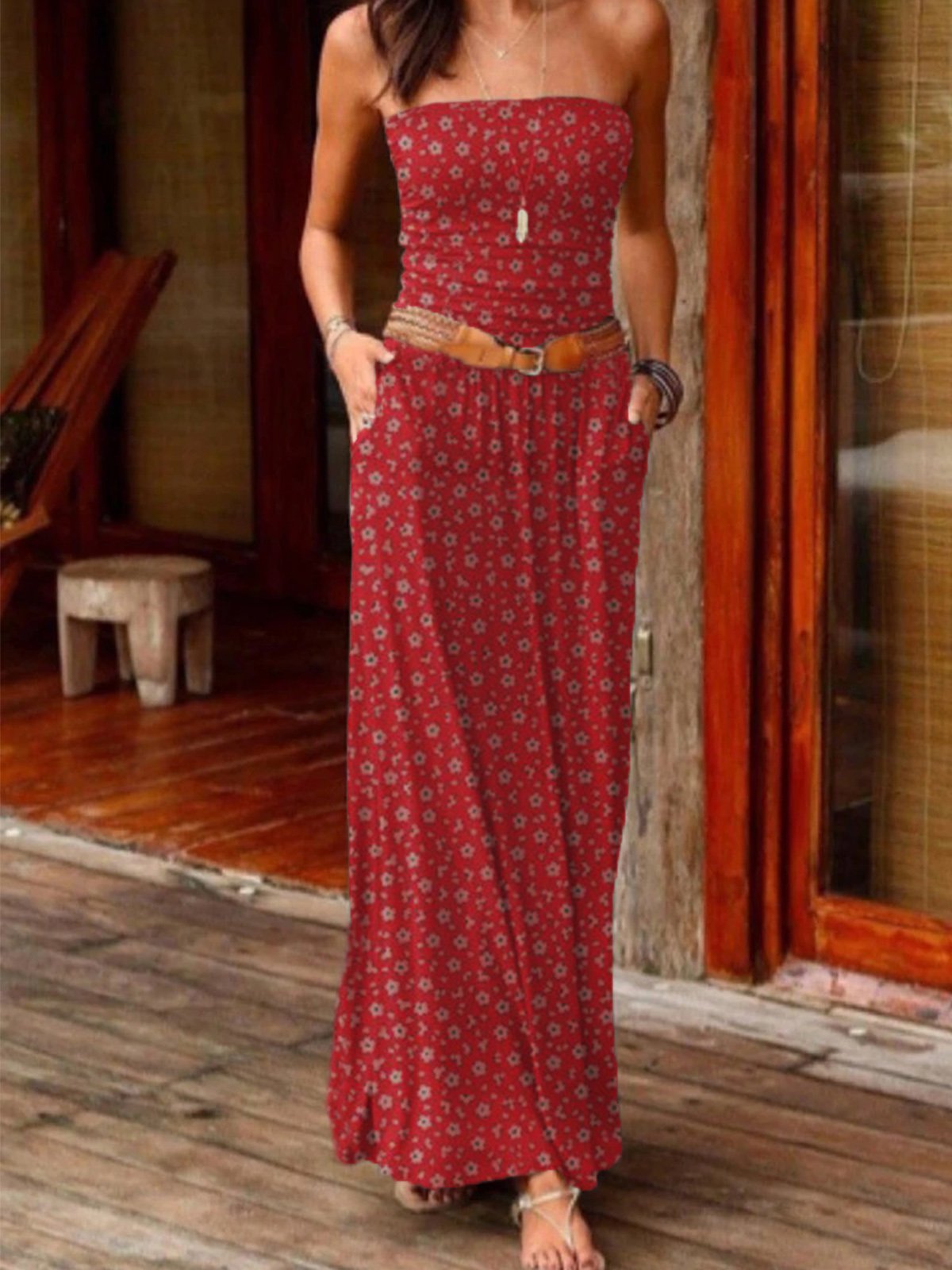 Printed Floral Sleeveless Boho Dresses