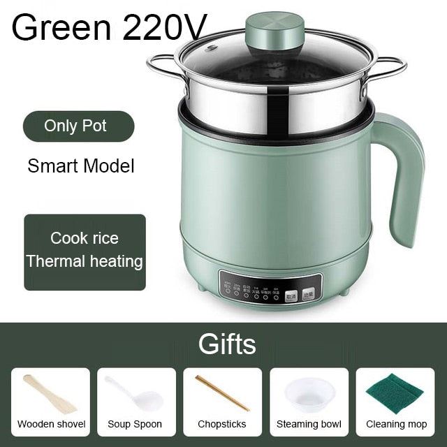 Multicooker Electric Skillet 1/2 Layer Stainless Steel Rice Cooker Hotpot Noodles Soup Pot Food Steamer