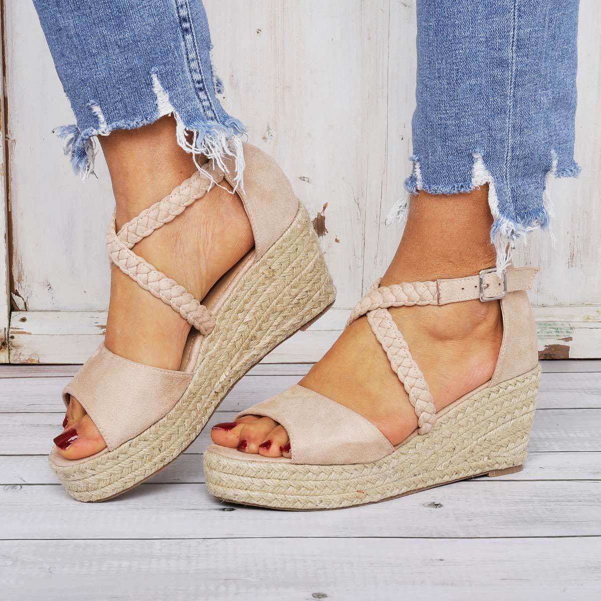 Espadrilles Wedge Sandals Braided Strap Heel Sandals