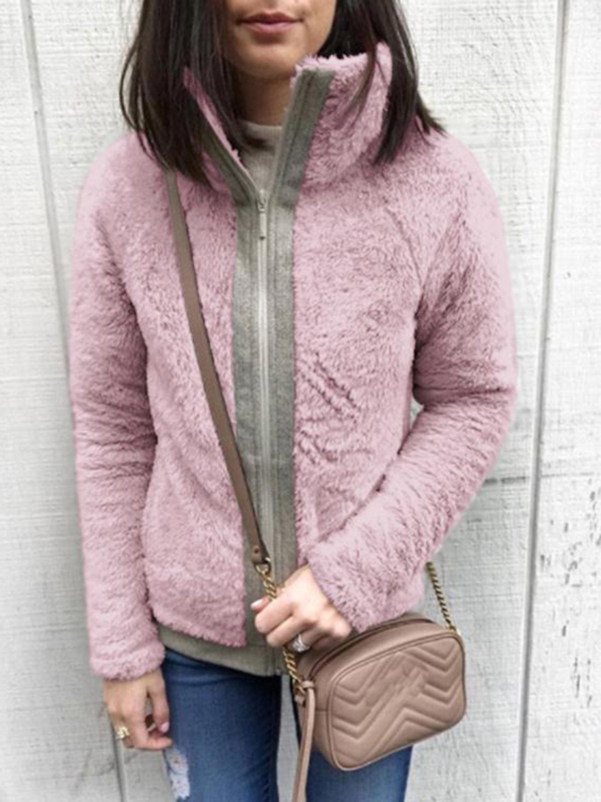 Turtleneck Solid Pockets Long Sleeve Coats