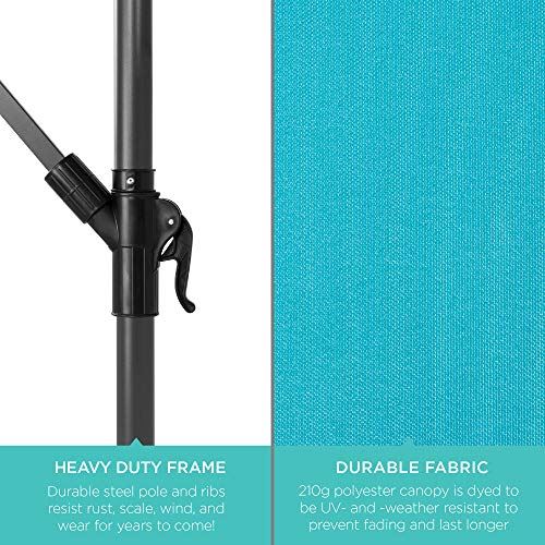 10ft Solar LED Offset Hanging Patio Umbrella �C Sky Blue