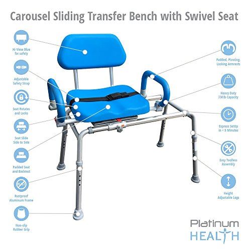 Premium PADDED Bath and Shower Chair with Pivoting Arms. Space