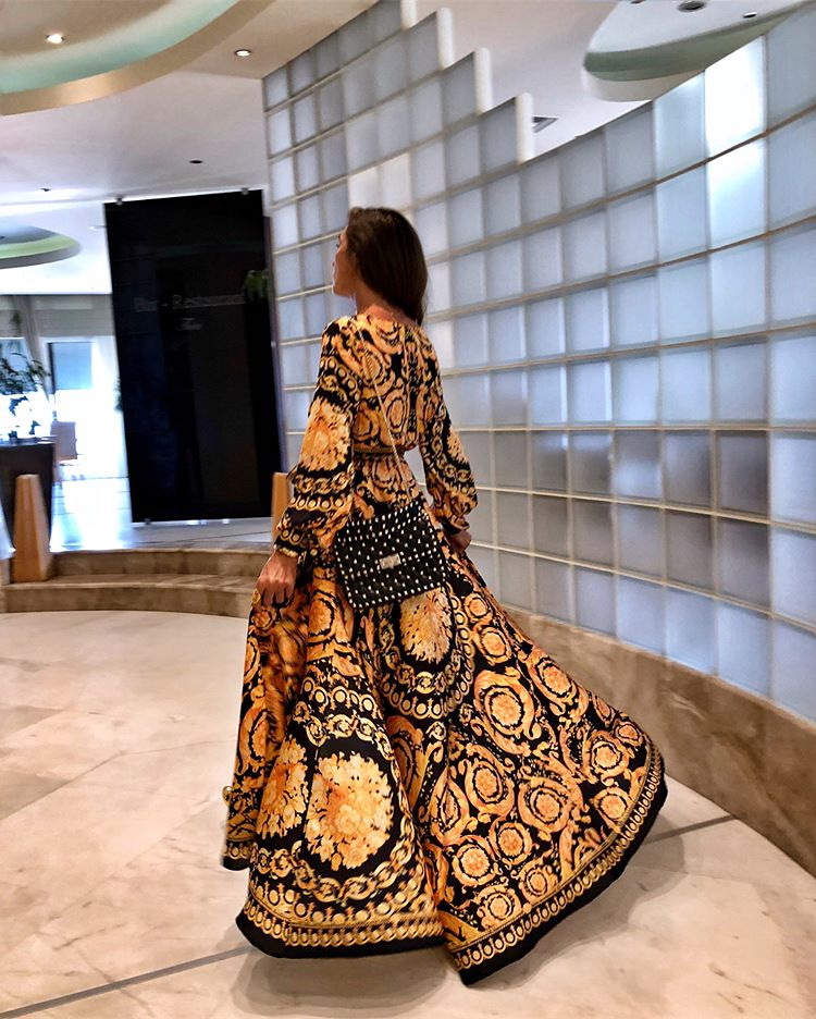 dress Sexy Deep V Split dress Long skirt