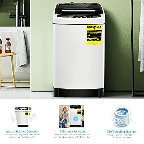 Machine, 11Lbs Capacity Full-automatic Washer with 8 Wash Programs