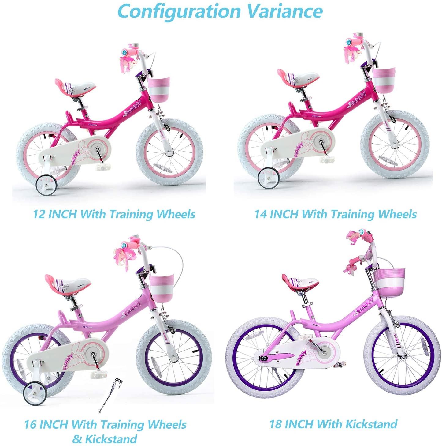 3-12 Years Old Basket Training Wheels Kickstand White Pink Child��s Cycle