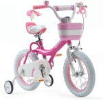 3-12 Years Old Basket Training Wheels Kickstand White Pink Child’s Cycle