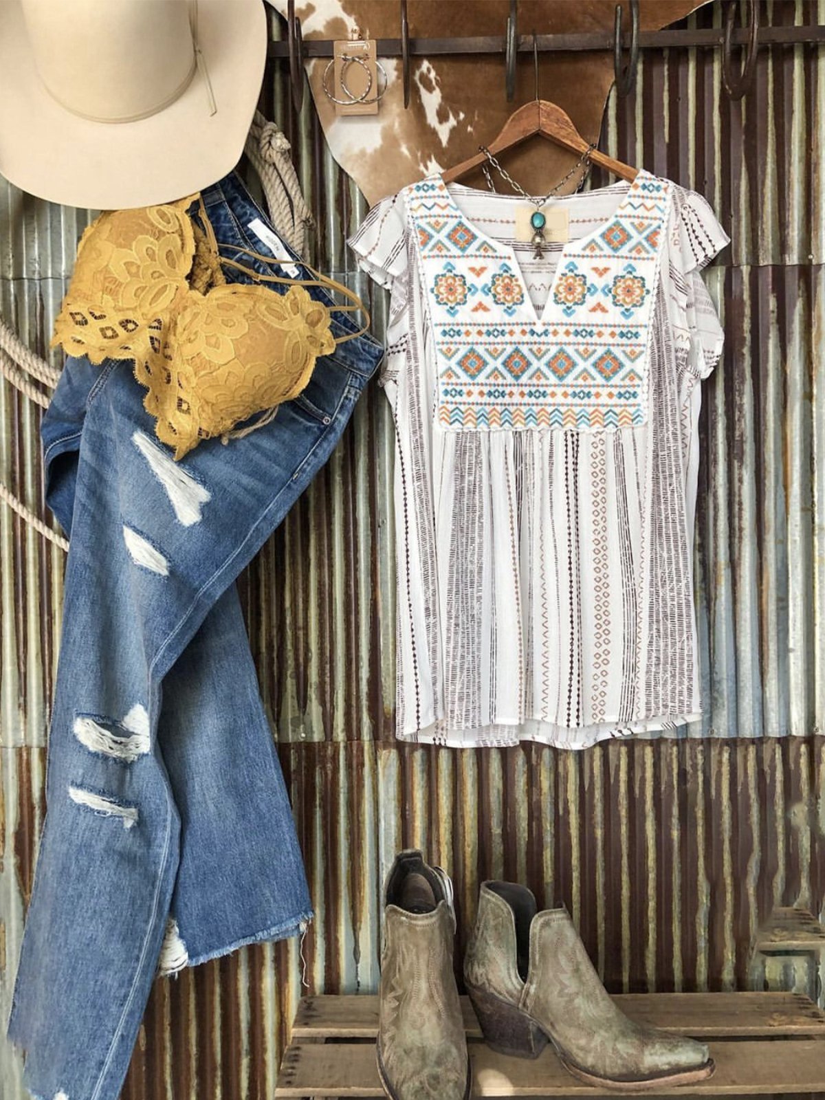 Boho Lithe Chiffon Geometric Sleeveless Shirts & Tops