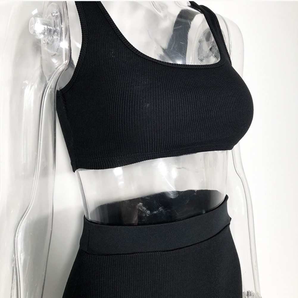 Solid Color Bra Top and Pencil Skirt