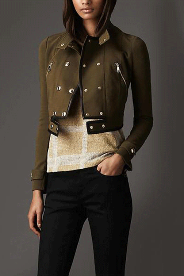 European And American Style Women Zips Suit Collar Pure Color  Blazer