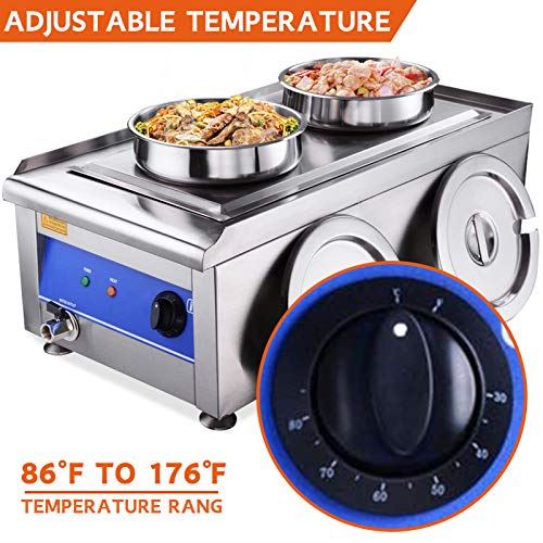 Food Warmer with Dual 7L Pots Stainless Steel Countertop