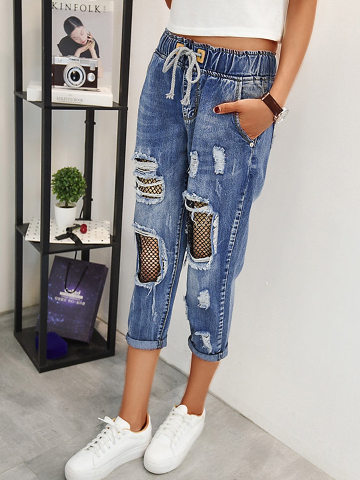 Plus Size Women Plain Casual Pants