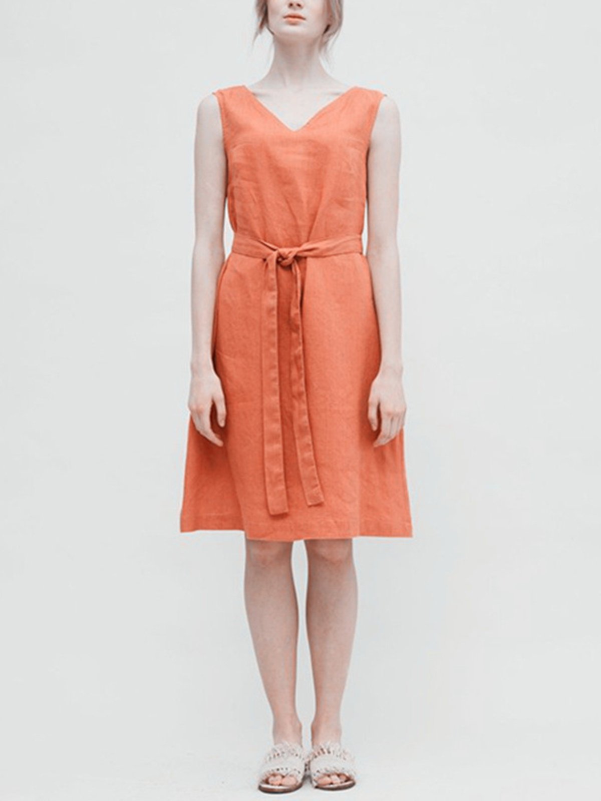 V Neck  Shift Casual Pockets Dress