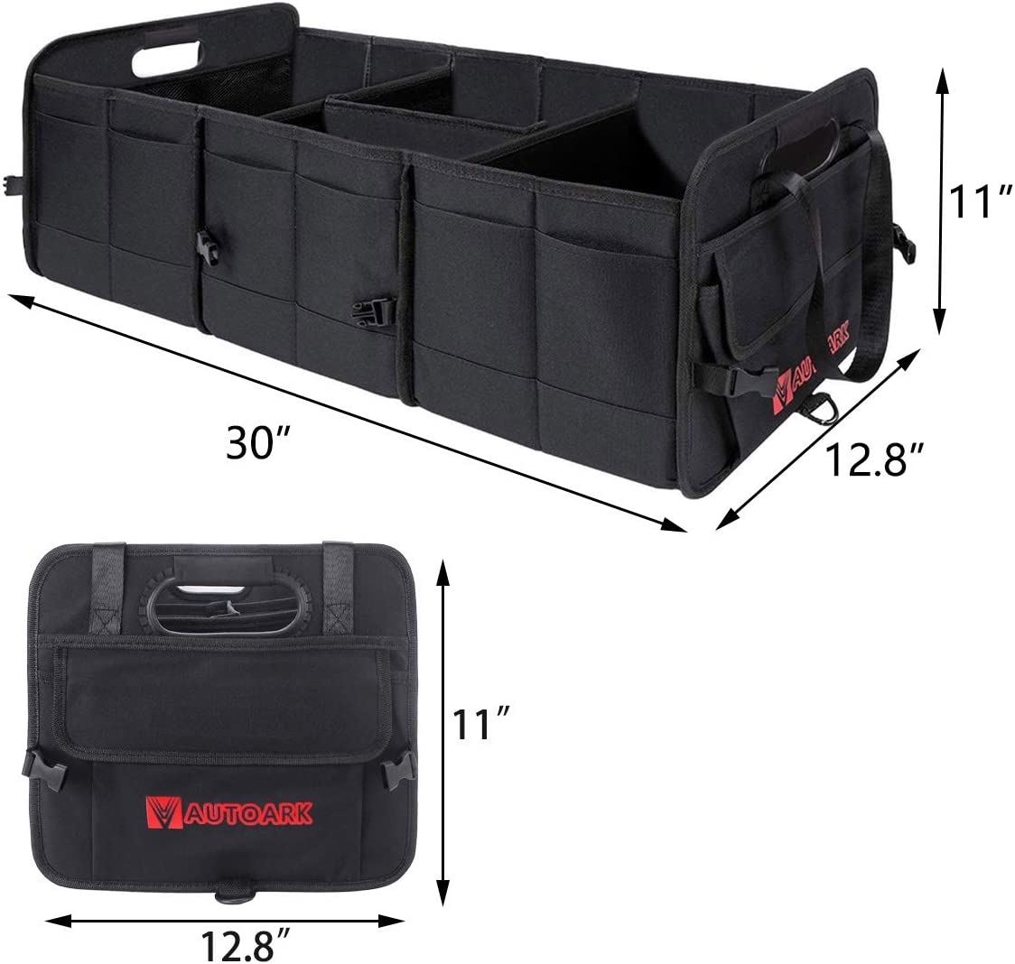 Autoark Multipurpose Car SUV Trunk Organizer,Durable Collapsible Adjustable Compartments Cargo Storage,Upgraded Handle,AK-072