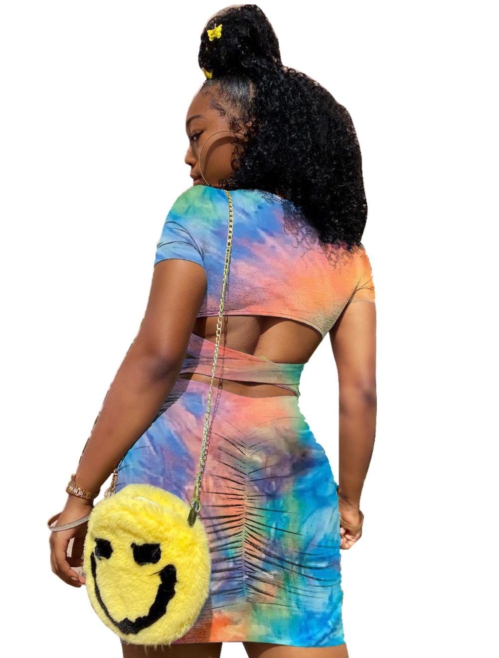 Summer Tie Dye Scrunch Butt Sexy Mini Dress