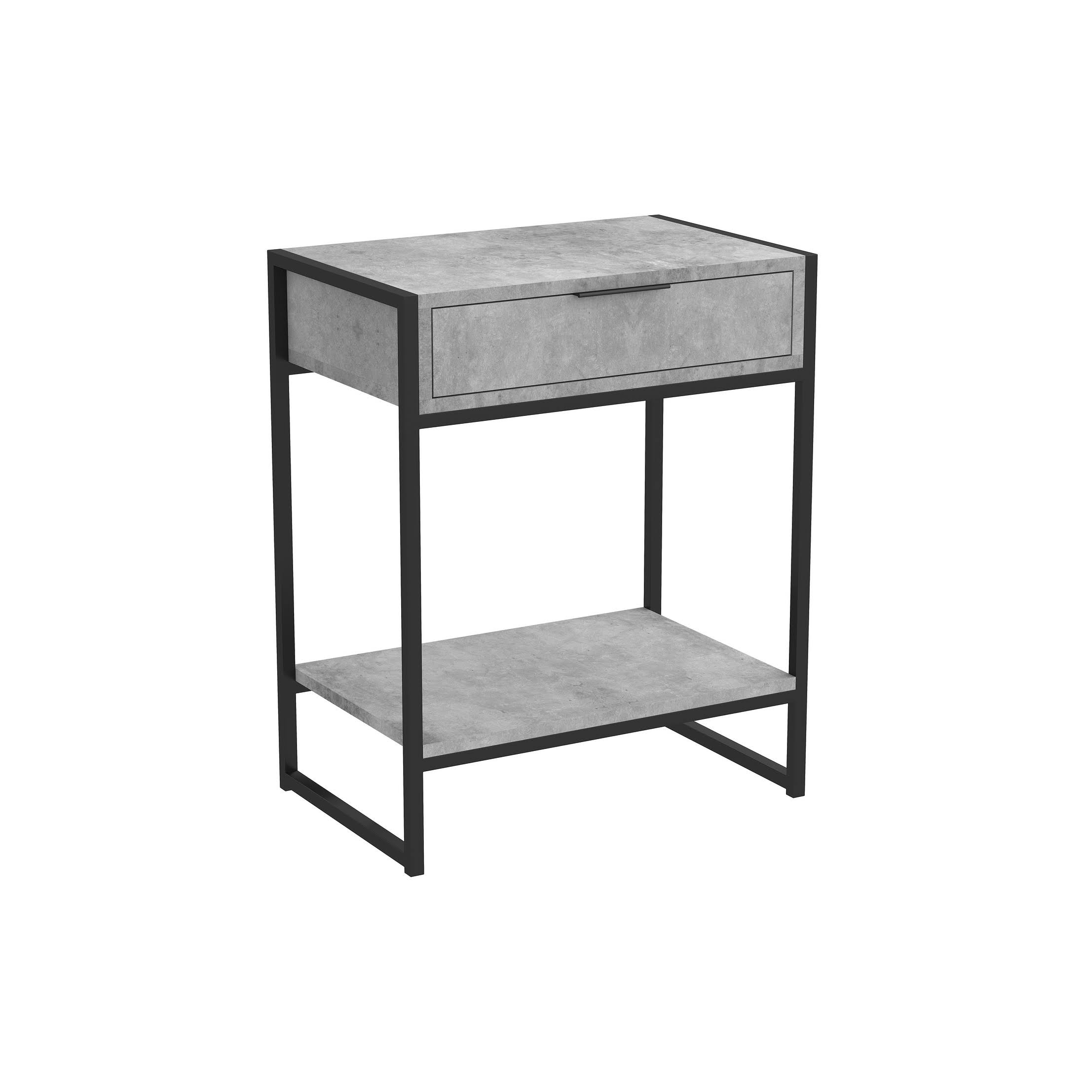 Safdie Co. Accent Metal Top Table with Drawer - Grey Cement