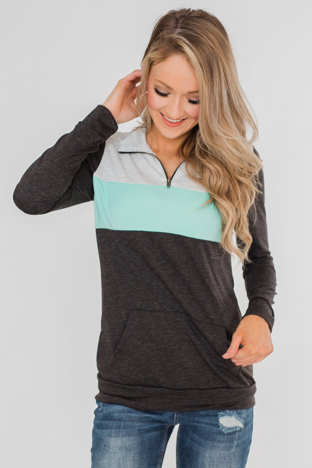 Green On the Go Quarter Zip Pullover