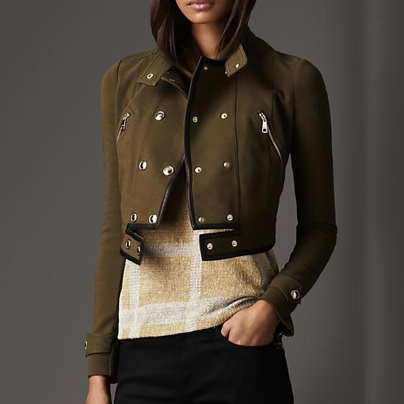 European And American Style Women Zips Suit Collar Pure Color  Blazer