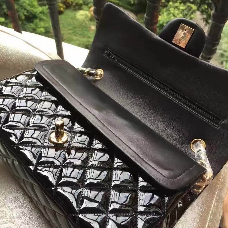 high quality handbag 119014 patent genuine leather flap bag 1112