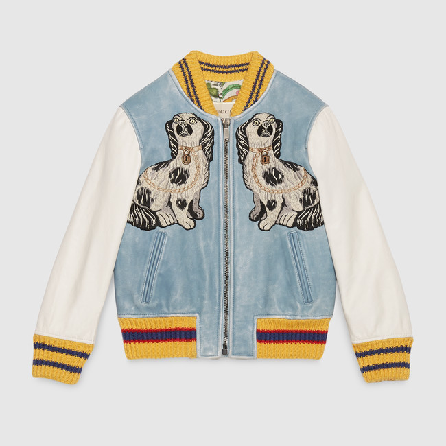 Children's leather bomber jacket