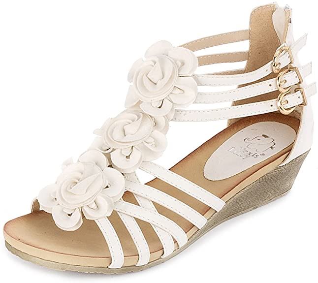 Women’s Summer T-Straps Buckle Design Fashion Wedge Heel Sandals