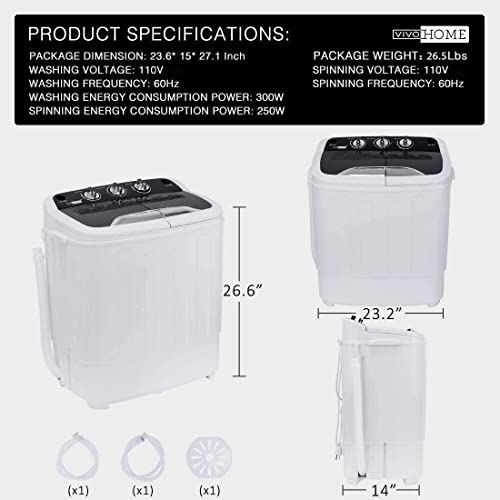 Twin Tub Mini Laundry Washer and Spin Dryer Combo Washing Machine