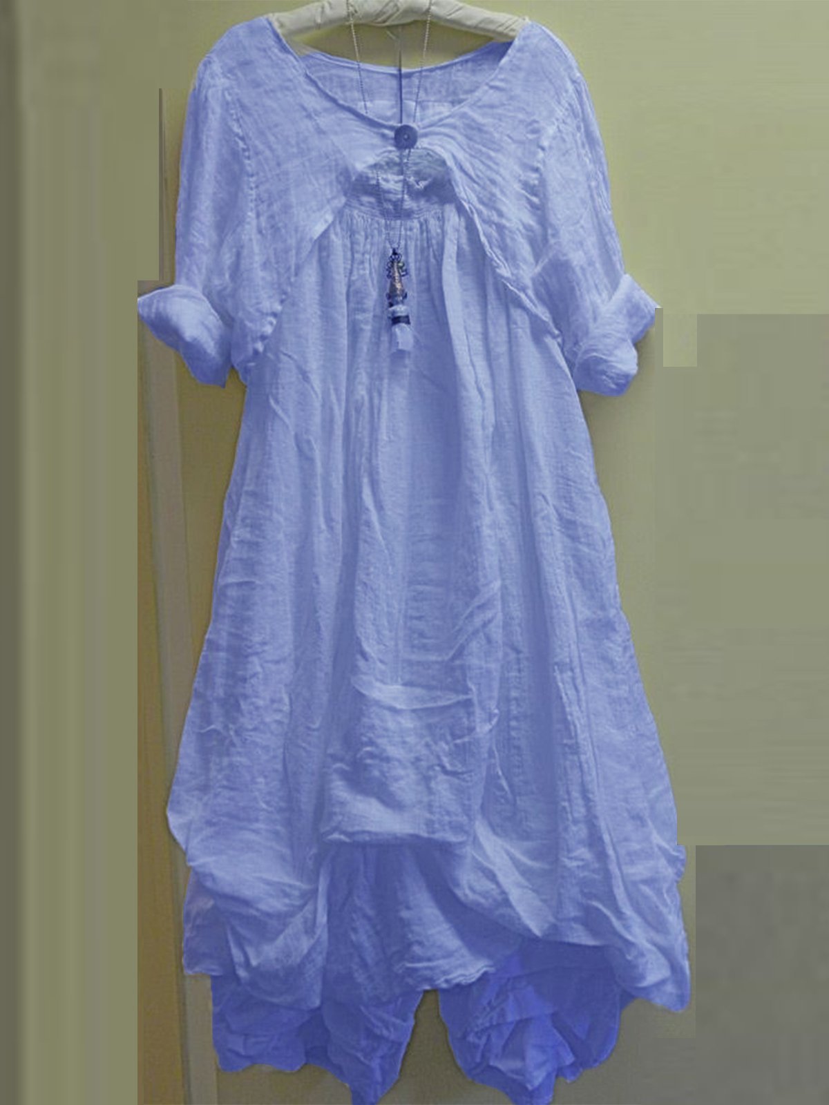 Casual Short Sleeve Solid Round Neck Dresses