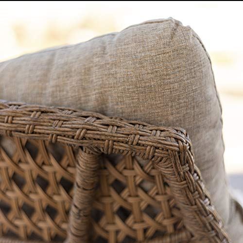 Walker Edison Estrella Modern 2 Piece Rattan Scoop Chair Set, Set of 2, Natural