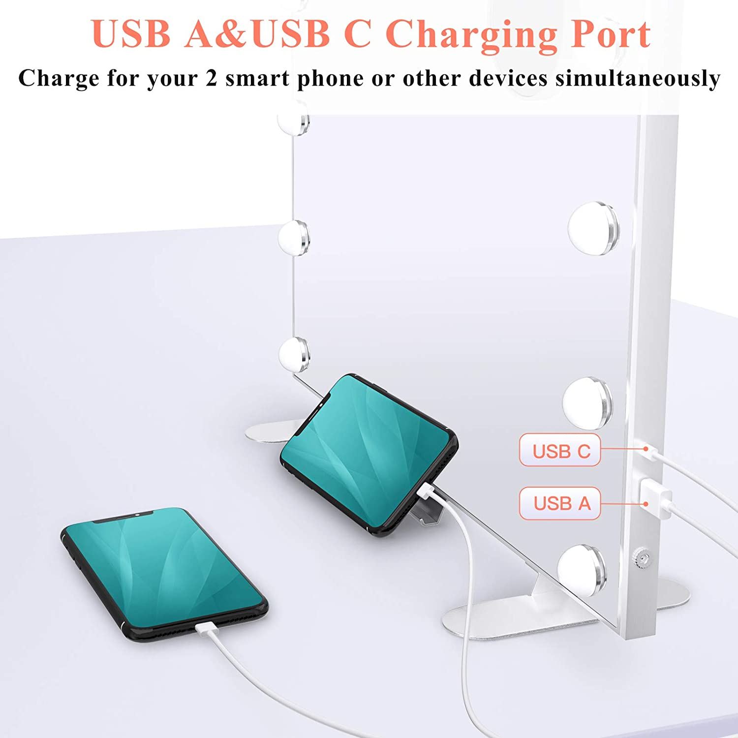 USB C Outlet with Phone Holder,24×20 Inch,Touch Control,Sturdy Metal Frame Design
