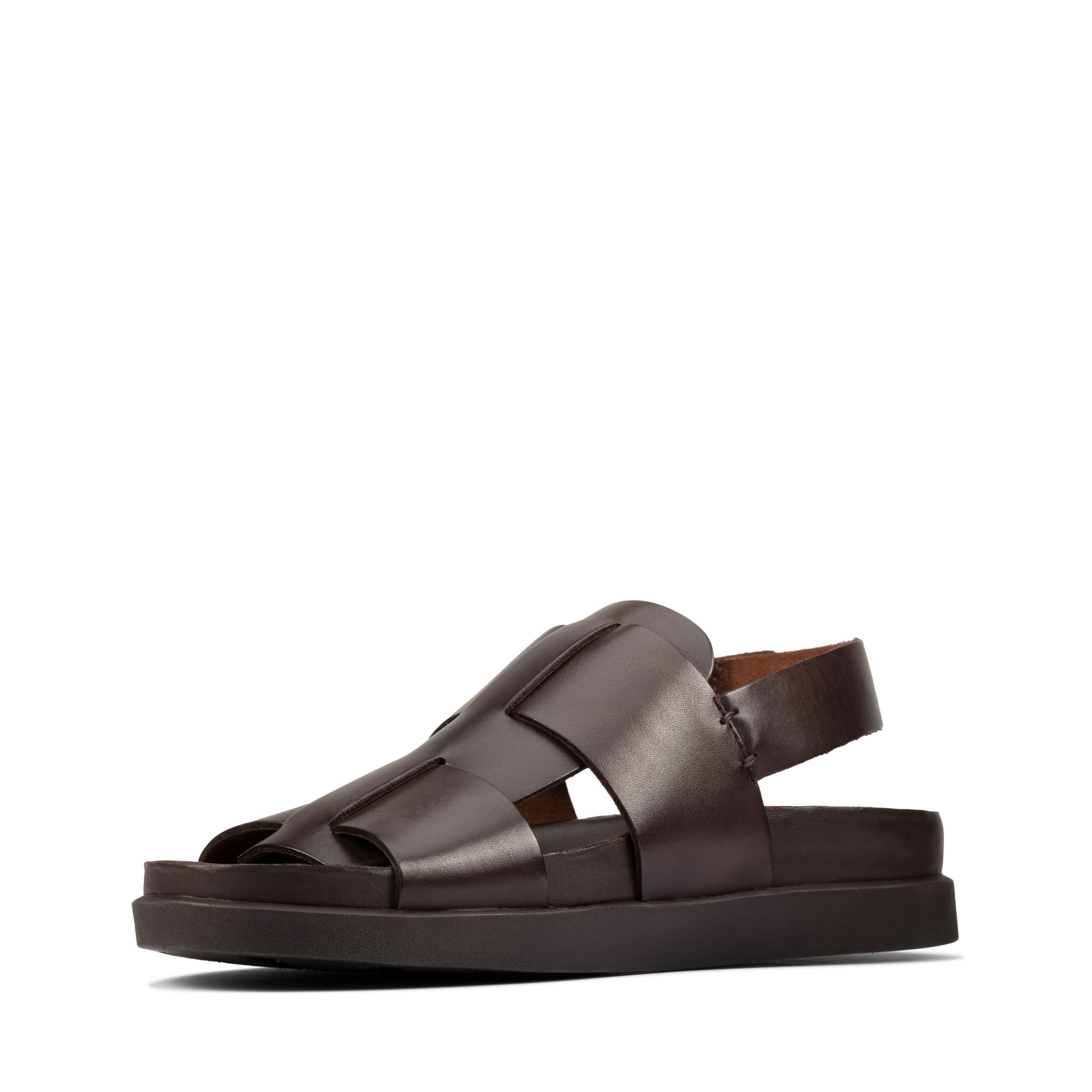 Men Sandals Sunder Strap Dark Brown Lea