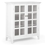 Acadian SOLID WOOD Storage Cabinet w/ 2 Tempered Glass Doors / 39 inch
