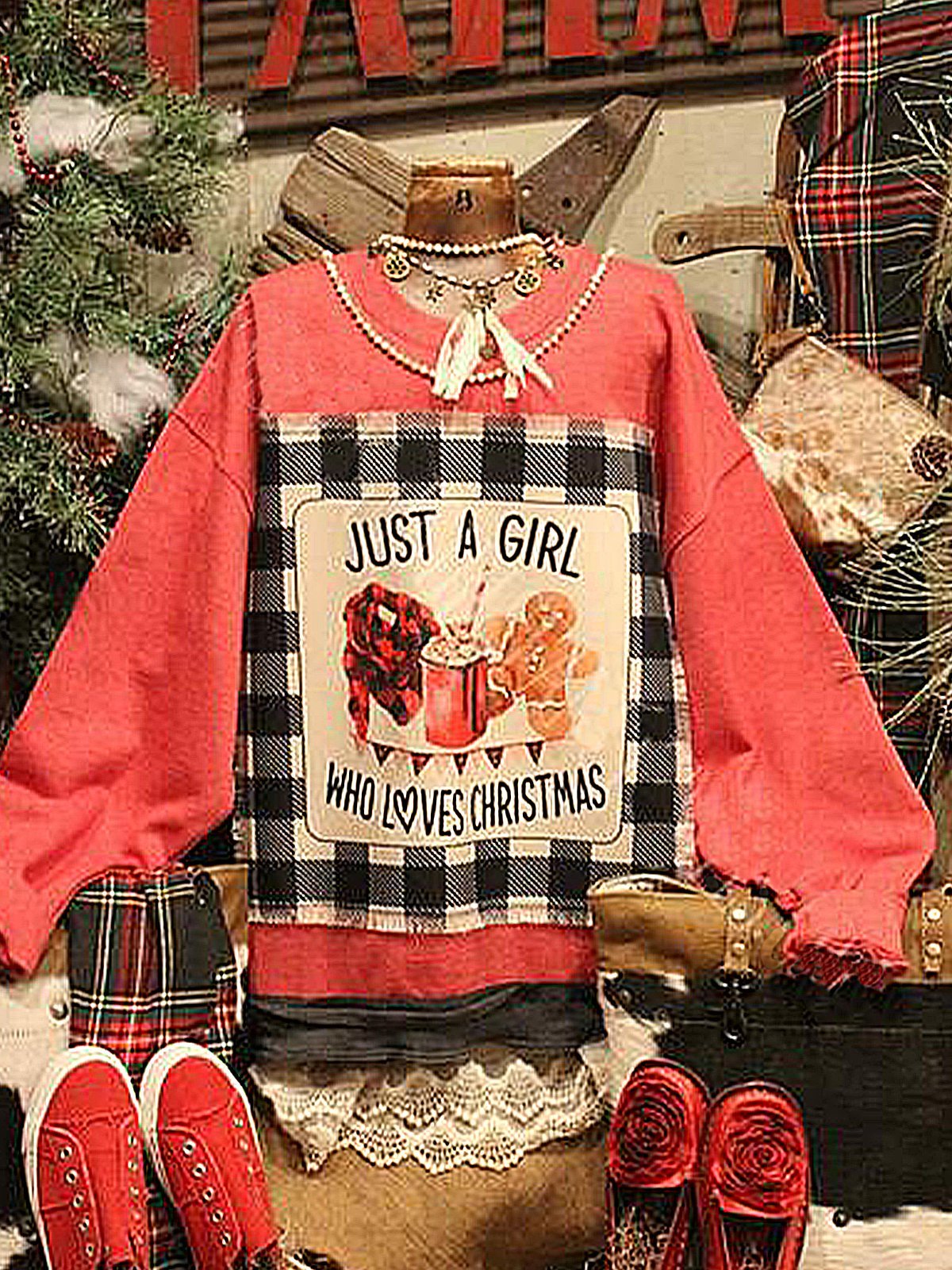 Christmas loose long sleeve printed sweatshirt