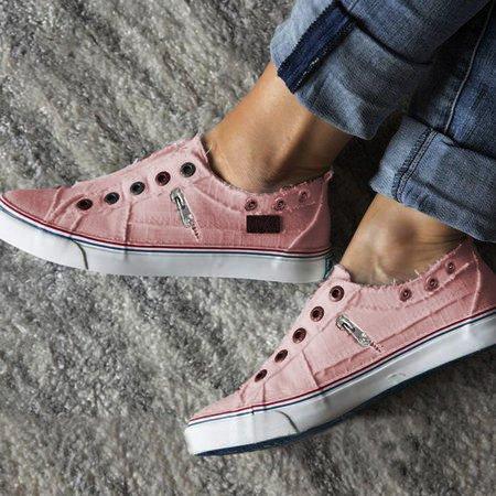 Women Zipper Daily Canvas Slip-on Athletic Sneakers