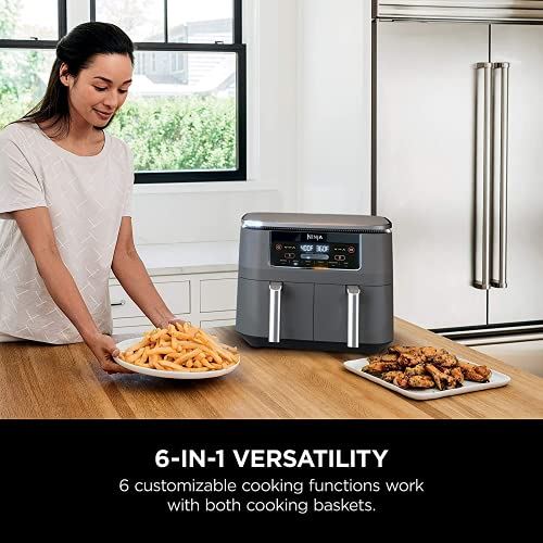 6-in-1 2-Basket Air Fryer with Dual Zone Technology, 8-Quart Capacity