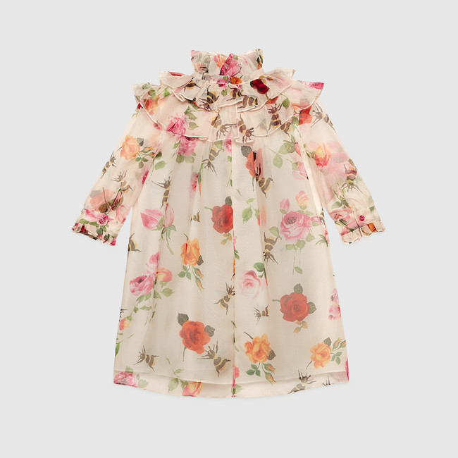 Children's rose print organza dress