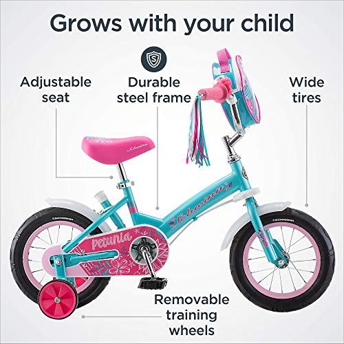 Petunia Steerable Kids Bike, Girls Beginner Bicycle, 12-Inch Wheels