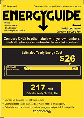 Smad Chest Freezer 5 cu ft Mechanical Control with Removable Basket