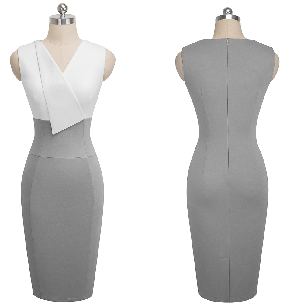 Contrast V-Neck Sleeveless Midi Dress