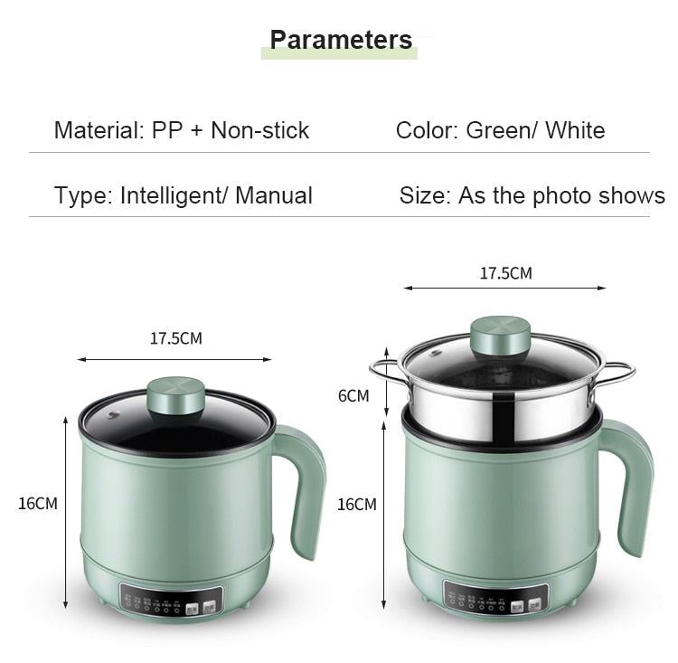 Multicooker Electric Skillet 1/2 Layer Stainless Steel Rice Cooker Hotpot Noodles Soup Pot Food Steamer