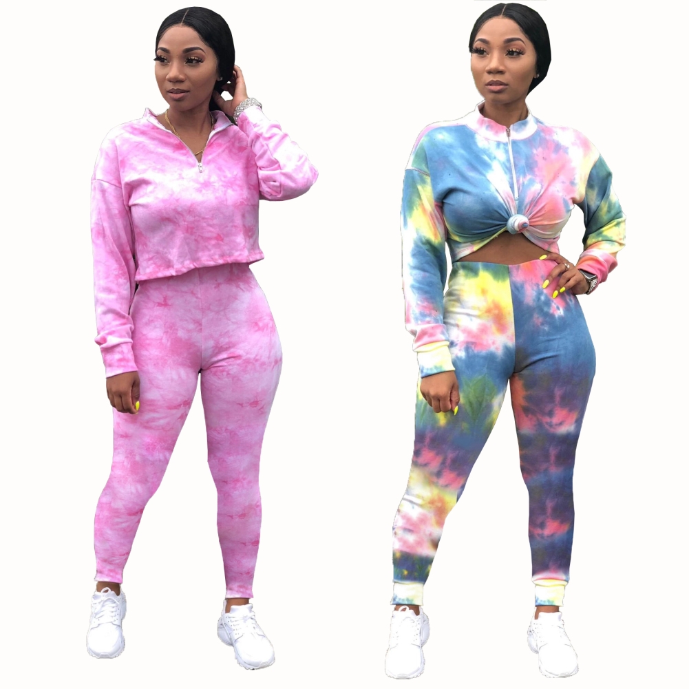 Fall Tie Dye Two Piece Pants Set