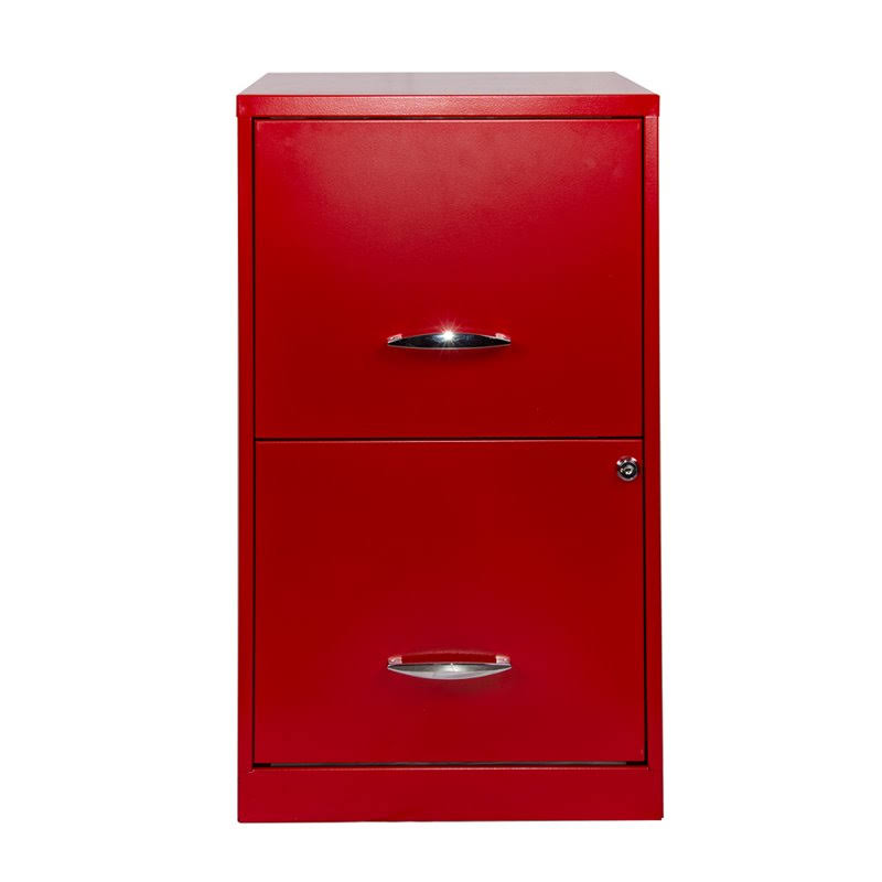 Pemberly Row 18x22 2 Drawer Metal File Cabinet Lava Red