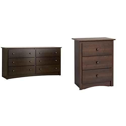 Prepac Fremont, 6-Drawer Dresser & Fremont Nightstand with 3-Drawer