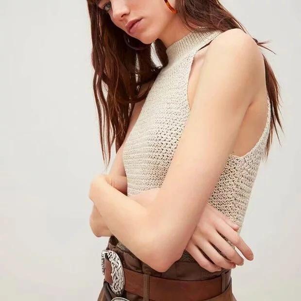 Women's Sleeveless Tops Knitted High Street Popular Tank