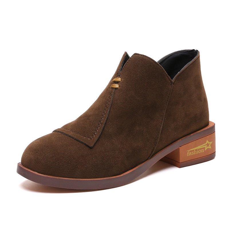 Womens Flocking Zipper Daily Chunky Heel Boots