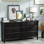Hasuit Solid Wood Double Dresserw/ 6 Drawer for Bedroom, Living Room & Hallway