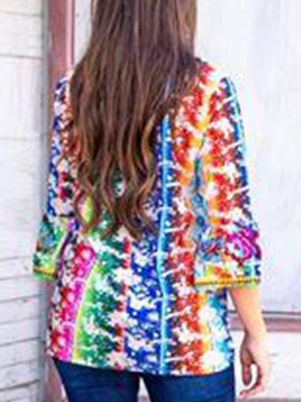 Floral 3/4 Sleeve Vintage Printed Shirts & Tops