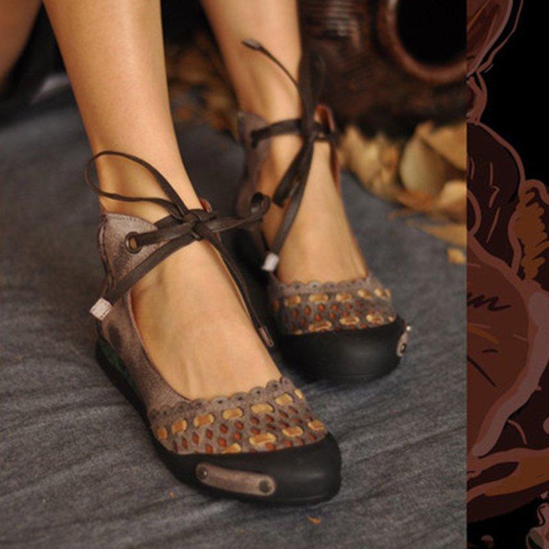 Hollow-Out Flat Heel Suede Loafers