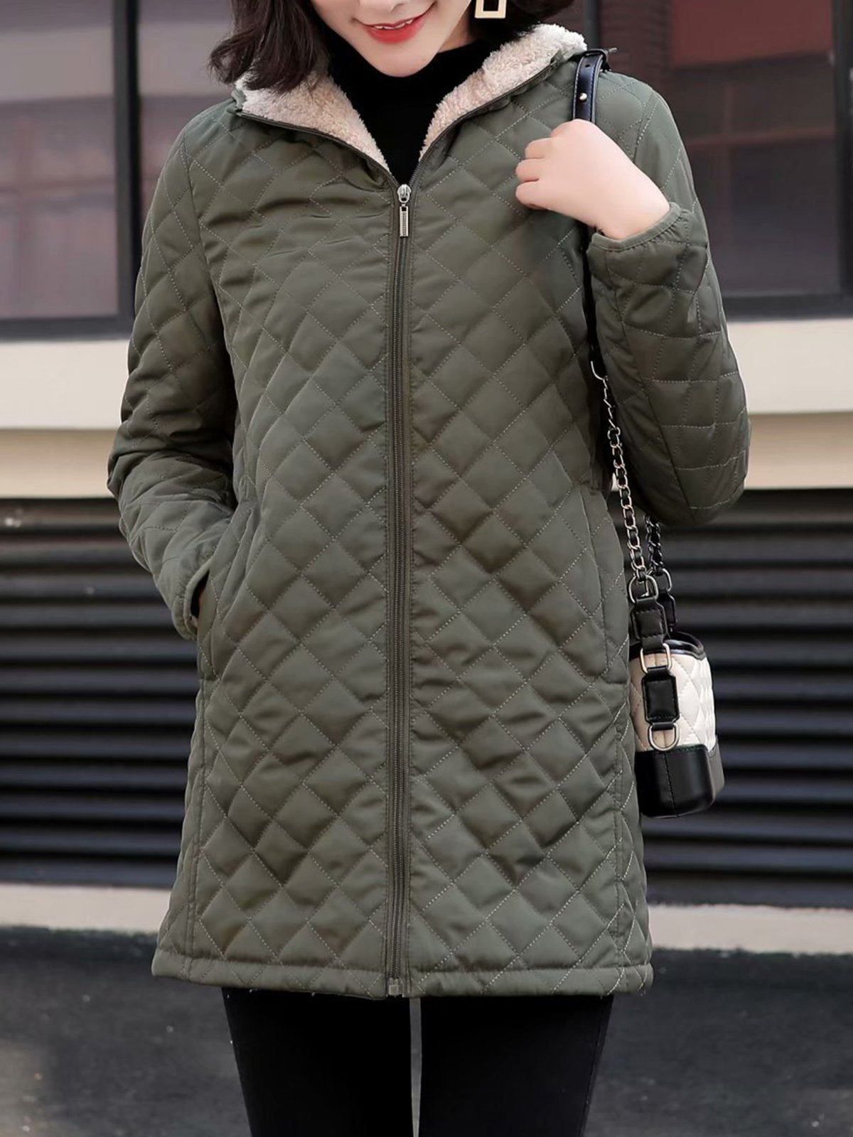 Warm Lined Zipper Pockets Hoodie Coats