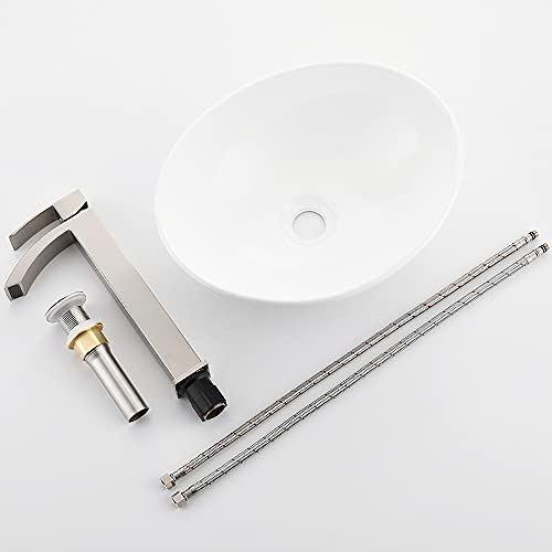 Bathroom Sink 16��� x 13��� Oval White Ceramic Vessel Sink Modern Egg Shape