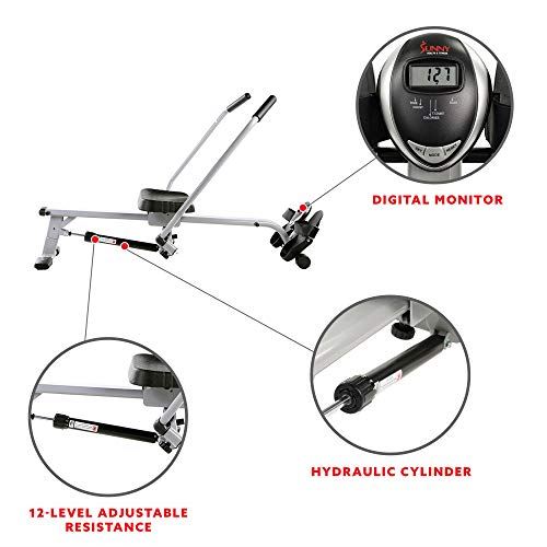 Sunny Health & Fitness with LCD Monito-  Full Motion Rowing Machine