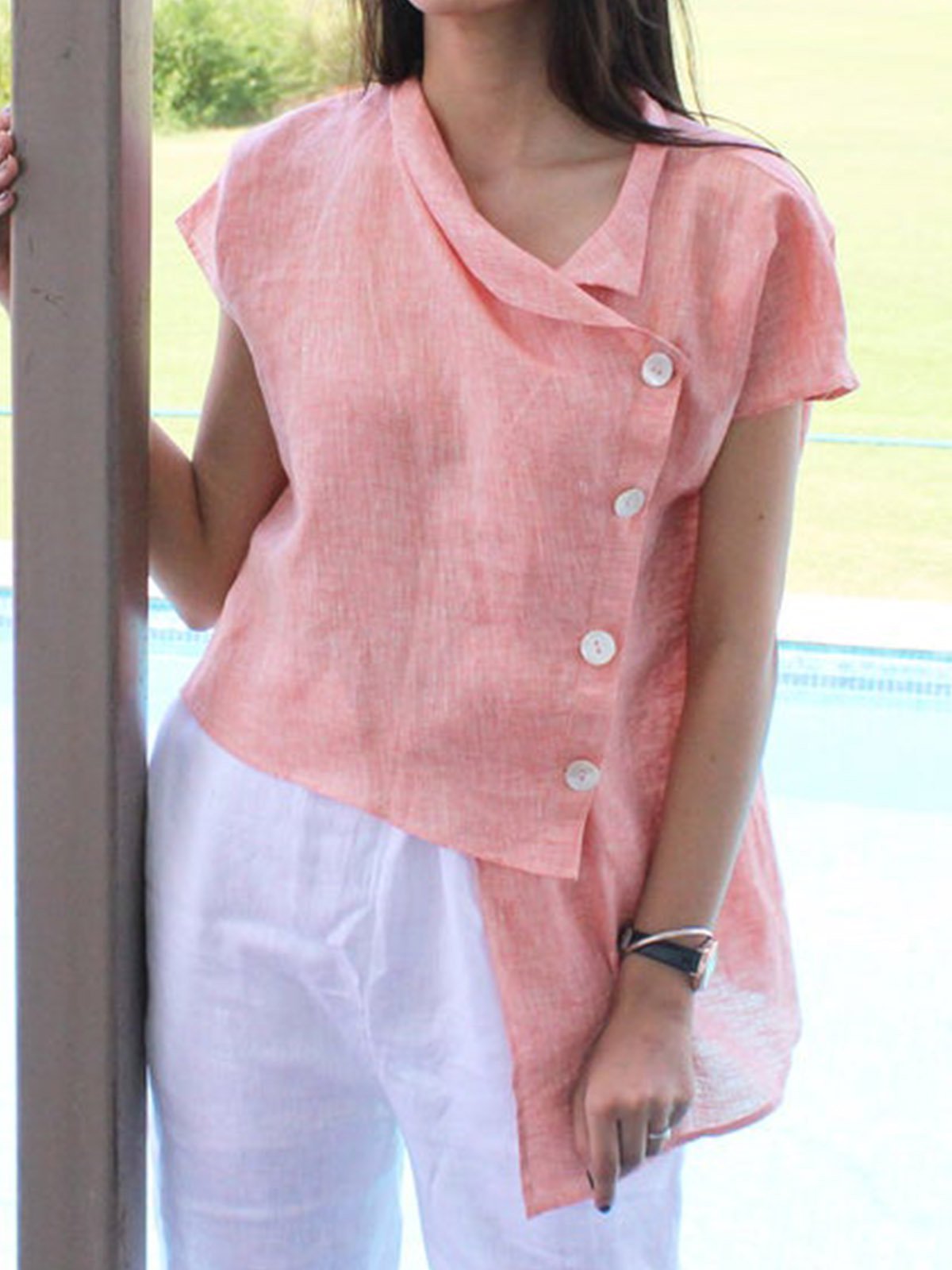 Large irregular cotton jacket Tops